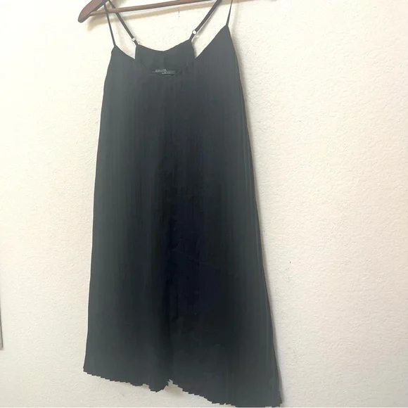 All Saints Black Pleat Spaghetti Strap Mini Dress B1/18 - Picture 6 of 13